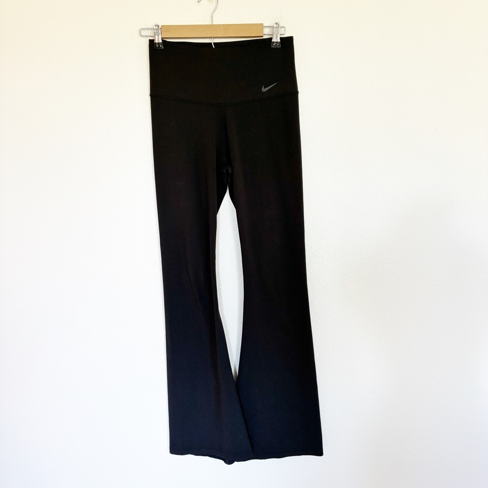 Nike Power Studio Flare Tight Pants Womens M Black Dri Fi High Rise Yoga Barre